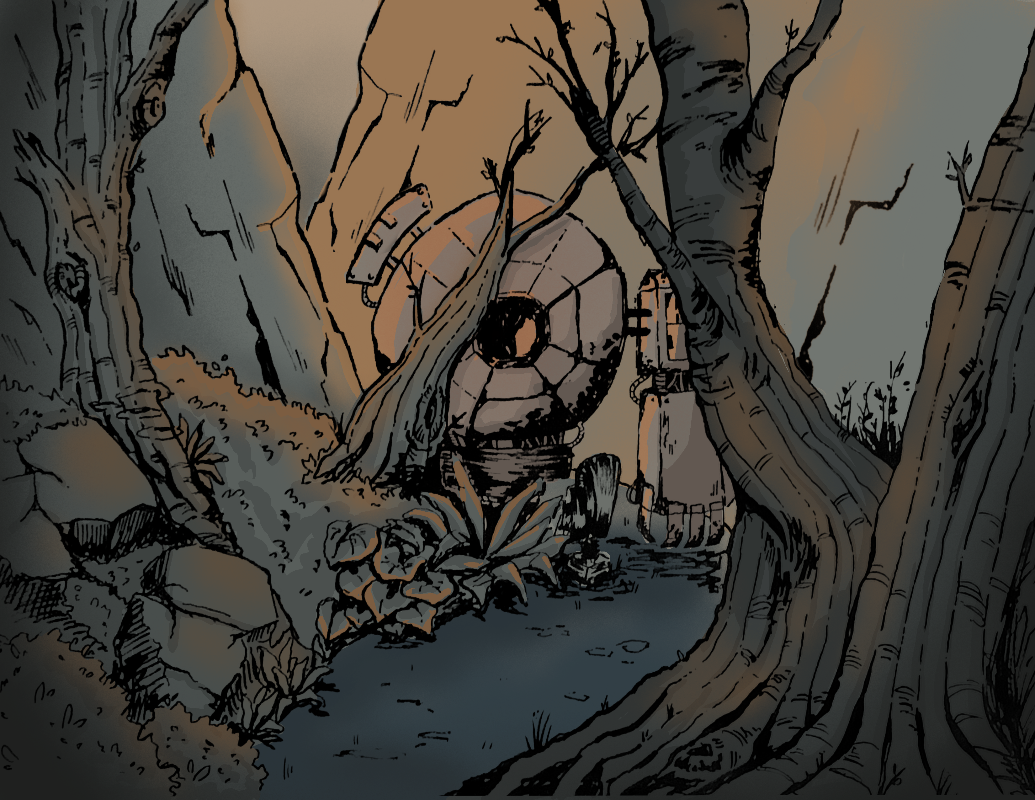 Background Concept Art Inked