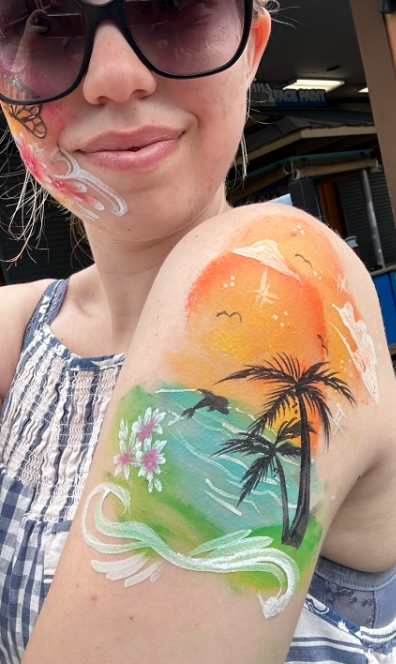 logan's facepaint (on her arm) at sixflags