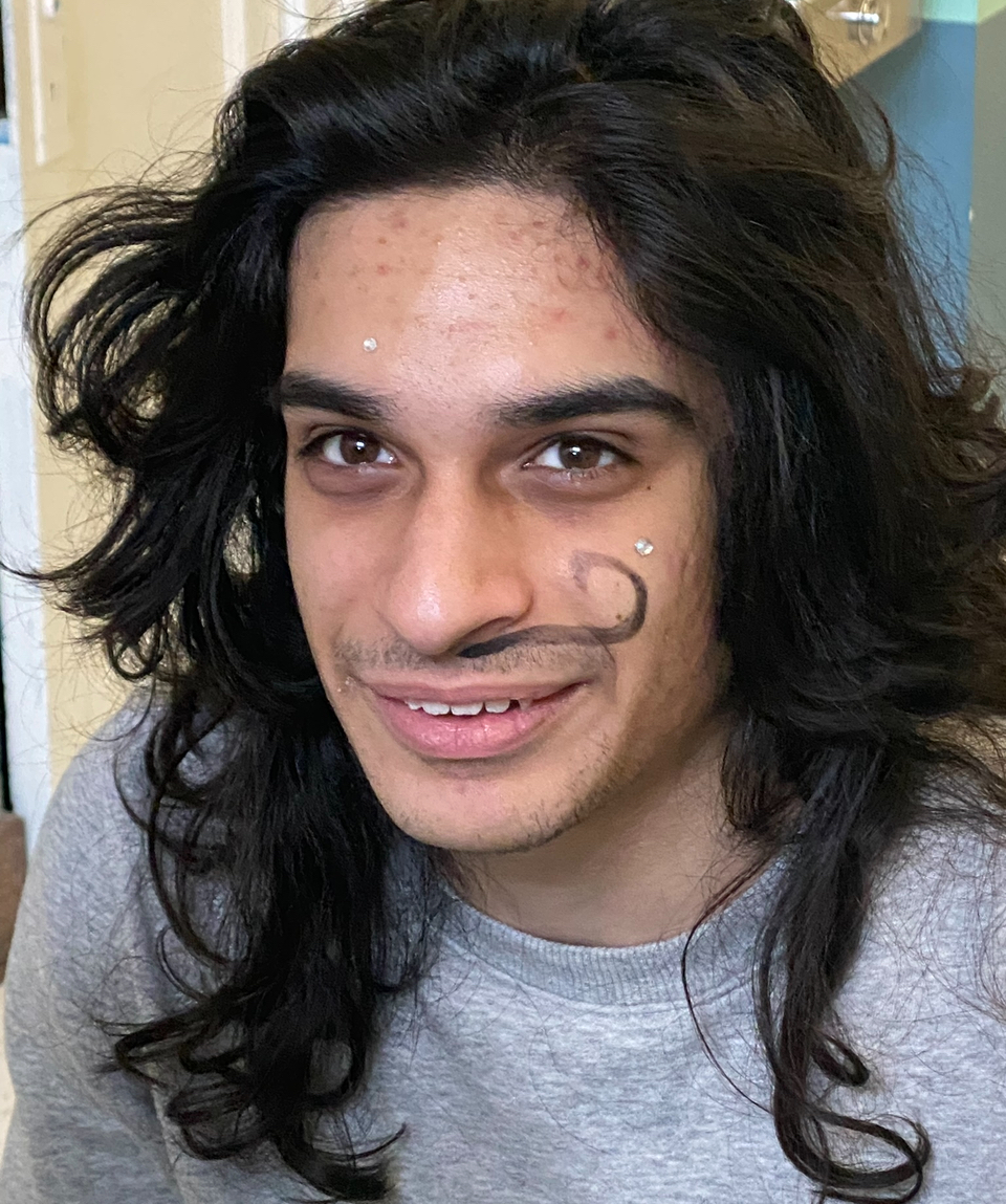 shamus w/ half painted mustache